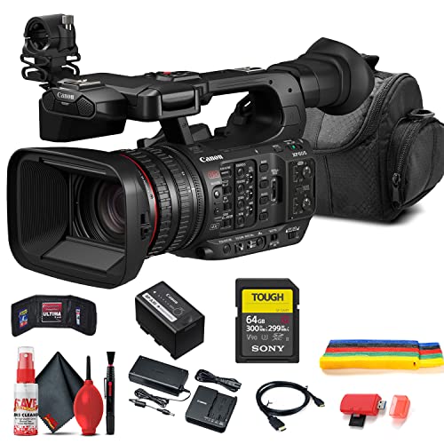 Capture Pro Quality Moments: Canon XF605 UHD 4K HDR Camcorder + 64GB Card & Accessories (Renewed)