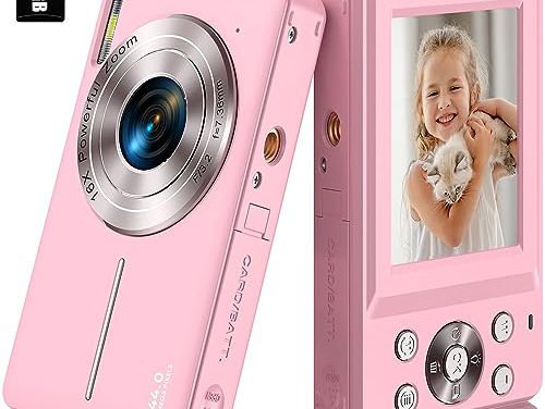 Capture Joy: Compact Pink Kids Camera with 1080P FHD, 44MP, and 16X Zoom – Perfect Gift for Students!