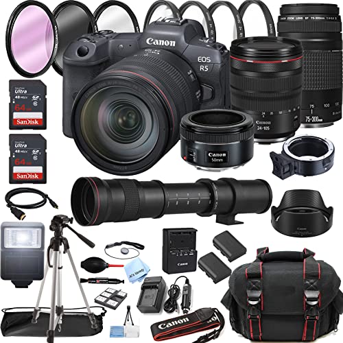 Capture the Moment: Canon EOS R5 Camera with 45pc Bundle