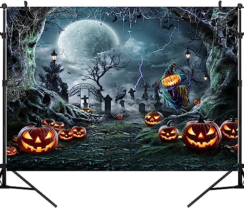 Spooky Graveyard Halloween Banner: Haunting 20x10ft Backdrop
