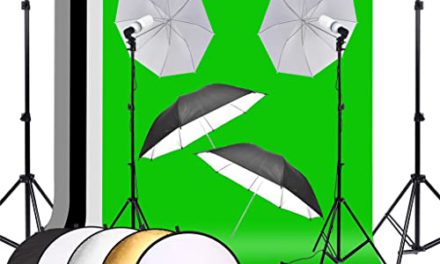 Complete Studio Umbrella Lighting Kit: Enhance Your Photography with 4 Backdrops, 2 Umbrellas, 2 * 135W Bulbs, Reflector & Stand