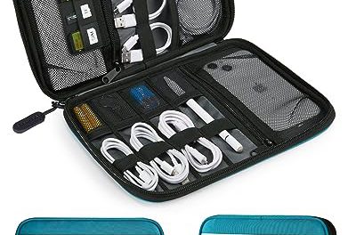 Compact Blue Travel Tech Organizer: BagSMART’s Must-Have for Cable Management, Phone, Power Bank, SD Card
