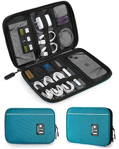 Compact Blue Travel Tech Organizer: BagSMART’s Must-Have for Cable Management, Phone, Power Bank, SD Card