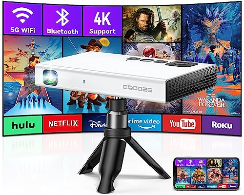 4K Mini Projector: WiFi, Bluetooth, Portable & Rechargeable