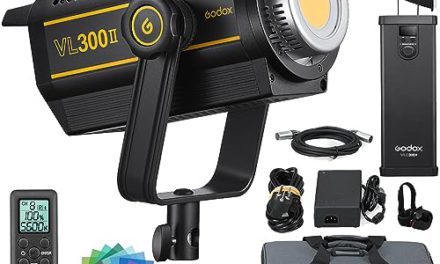 Powerful Godox VL300II LED Light with 320Ws, 5600K Bowens Mount – Perfect for Studio Photography, Interviews, and Outdoor Shooting – Enhance your Creative Vision