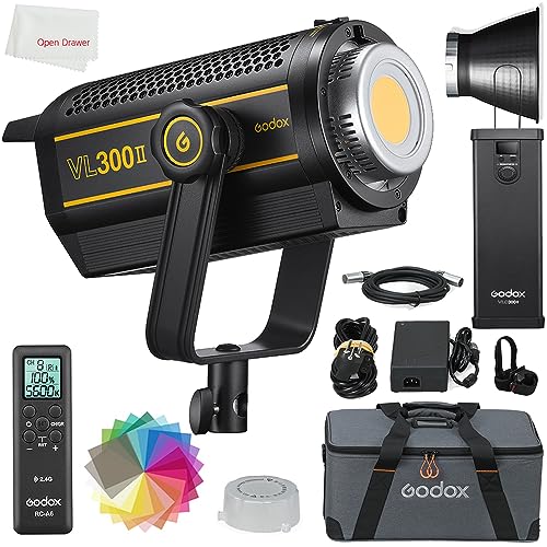 Powerful Godox VL300II LED Light with 320Ws, 5600K Bowens Mount – Perfect for Studio Photography, Interviews, and Outdoor Shooting – Enhance your Creative Vision