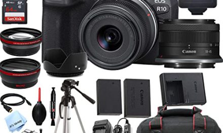 Capture Life’s Moments: Canon EOS R10 with RF-S Lens, Memory, Case, Tripod & Filters