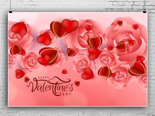 Romantic Valentine’s Day Backdrop: Love, Roses, Hearts