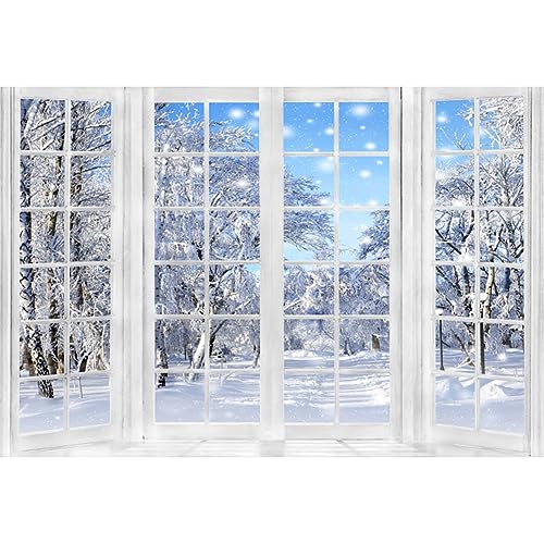 Winter Wonderland Window Backdrop – Captivating Snowscape for Christmas Decor and Photography