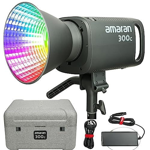 Powerful Amaran 300c COB Video Light Kit: Vibrant RGBWW 300w Lighting, Bowens Mount, 2,500K~7,500K CCT, 26,580 lux, APP Control