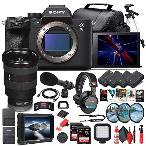 Powerful Sony Alpha a7S III Camera Bundle: Body, Lens, Monitor, Headphones, Mic, Cards, Battery – Renewed