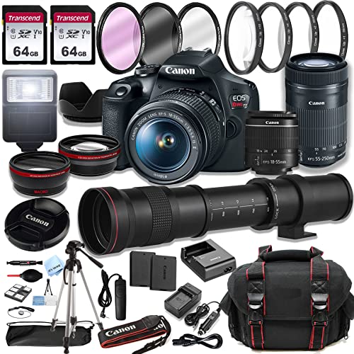 Capture stunning photos with Canon EOS Rebel T7 DSLR Camera and 3 zoom lenses!