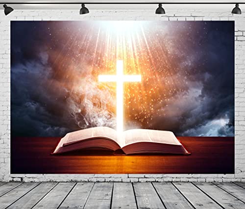 Glowing Crucifix & Opened Bible Backdrop: Capture Divine Moments