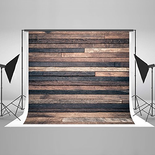 10ft x 10ft Dark Wood Photography Backdrop: Retro Brown Wooden Photo Background for Studio Portraits – Free Wrinkle Cotton Cloth