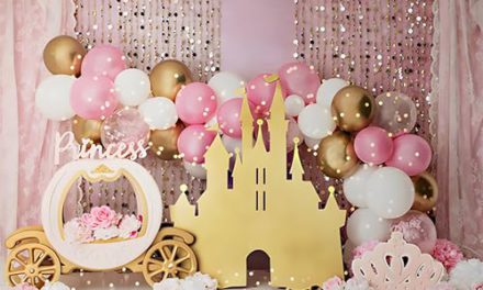 Captivating Pink Balloons Princess Backdrop: Perfect for Girl’s Sweet One Birthday Party!