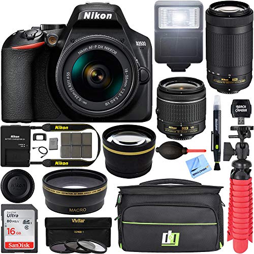 Capture Life’s Moments: Nikon D3500 DSLR Camera Kit – Renewed, 24.2MP, Dual Zoom Lens, 16GB Bundle
