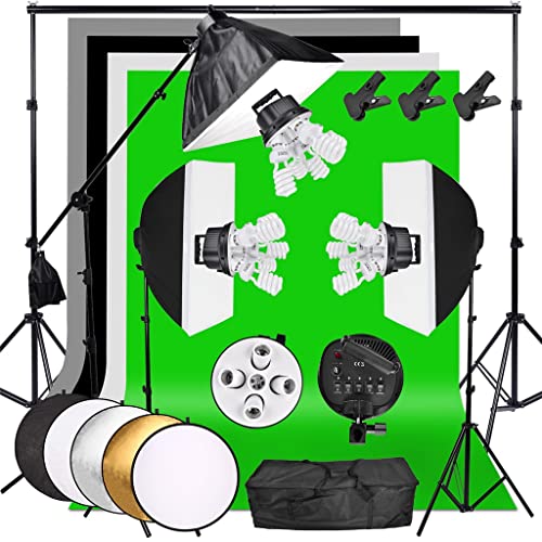 Enhance Your Photos with KXDTZ Lighting Kit: Softbox, Backdrops, Stand, Reflector, Bag