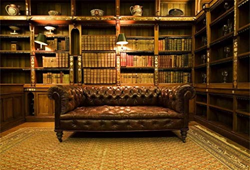 Captivating Vintage Study Set: Royal Shelf, Leather Sofa, Retro Castle – Perfect for Portraits!