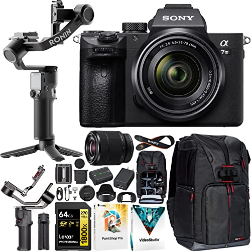 Capture Stunning Moments: Sony a7 III Camera with Lens, Gimbal Stabilizer, Backpack, Card & Software