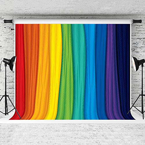 Vibrant Rainbow Backdrop: Kate’s 10x10ft Colorful Cotton Portrait for Kids’ Photo Studio