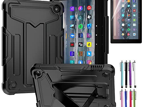 Powerful Protective Case for 2022 Amazon Fire 7 Tablet + Bonus Accessories