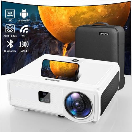 High-Performance 4K Android TV Projector: Prime Video, Wifi 6, Bluetooth, Massive Display
