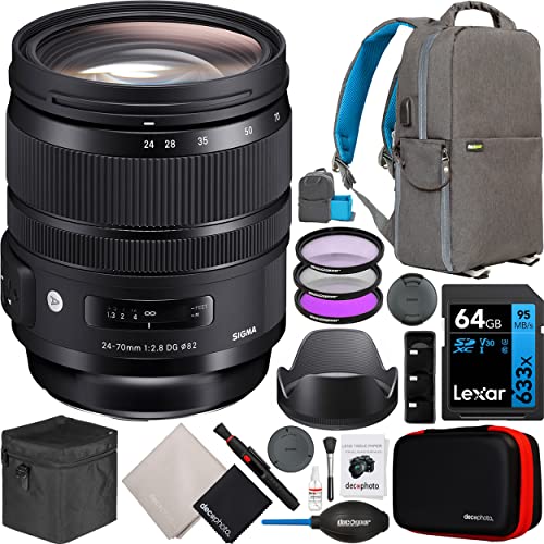 Ultimate Canon Lens Bundle: Sigma 24-70mm Art Lens + Backpack + Filters & More