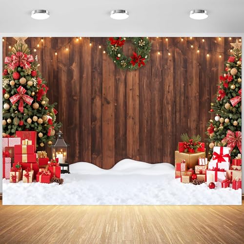 Christmas Snow Tree Rustic Wood Backdrop: Capture Family Joy