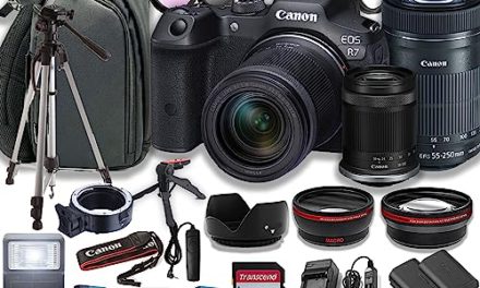 Capture Memories: Canon EOS R7 Mirrorless Camera + RF-S 18-150mm Lens + 55-250mm Lens + 64GB Memory Cards – 42pc Bundle