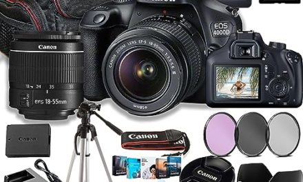 Capture stunning moments with Canon EOS 4000D DSLR Camera Bundle.